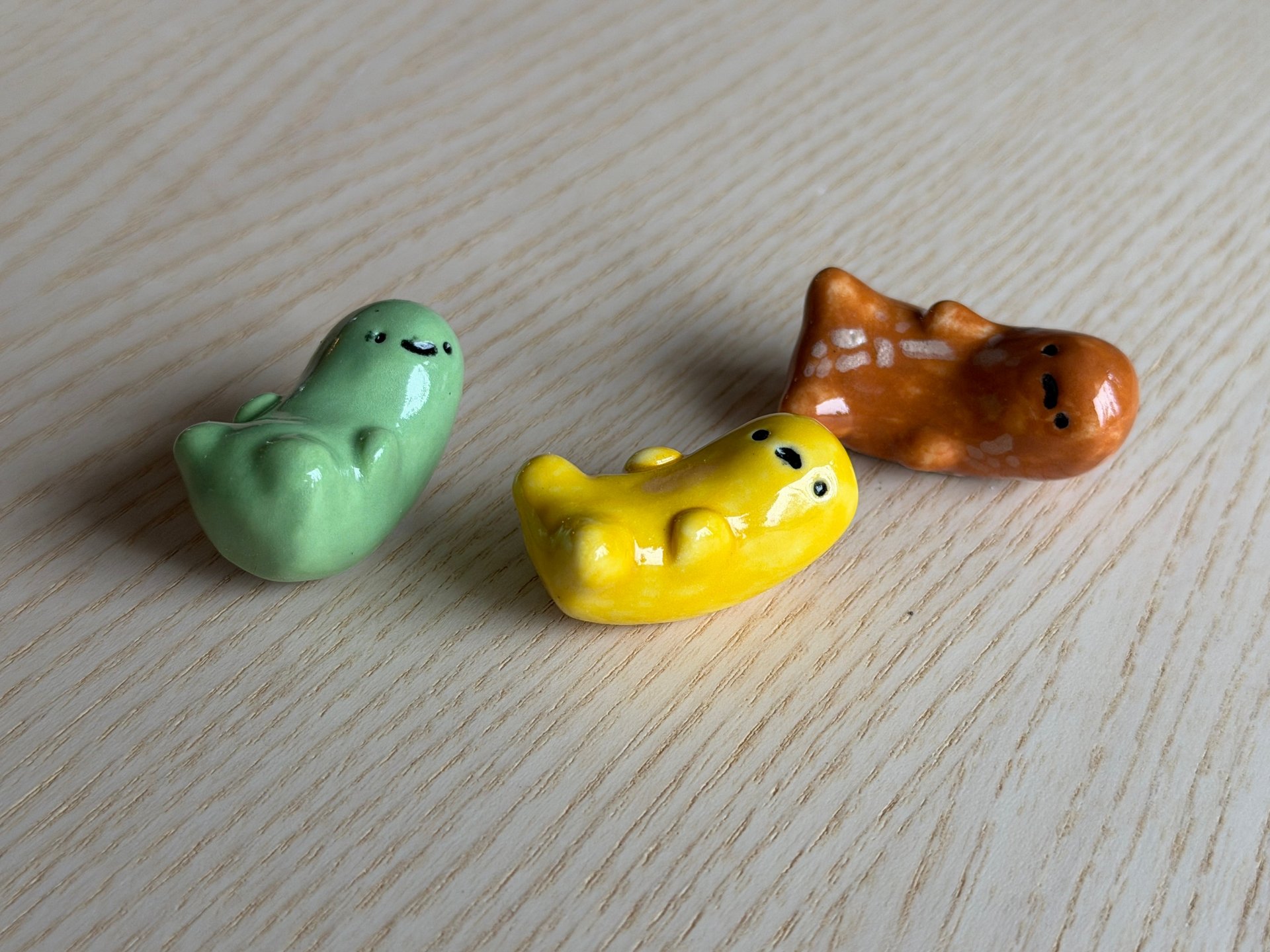 The three beans lined up in a row